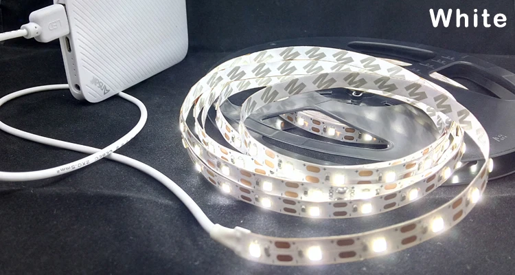Buy LED strip 1 m 2 m usb ha condotto la luce di striscia 5 v 3528 smd rgb caldo/bianco freddo flessibile tv sfondo di illuminazione