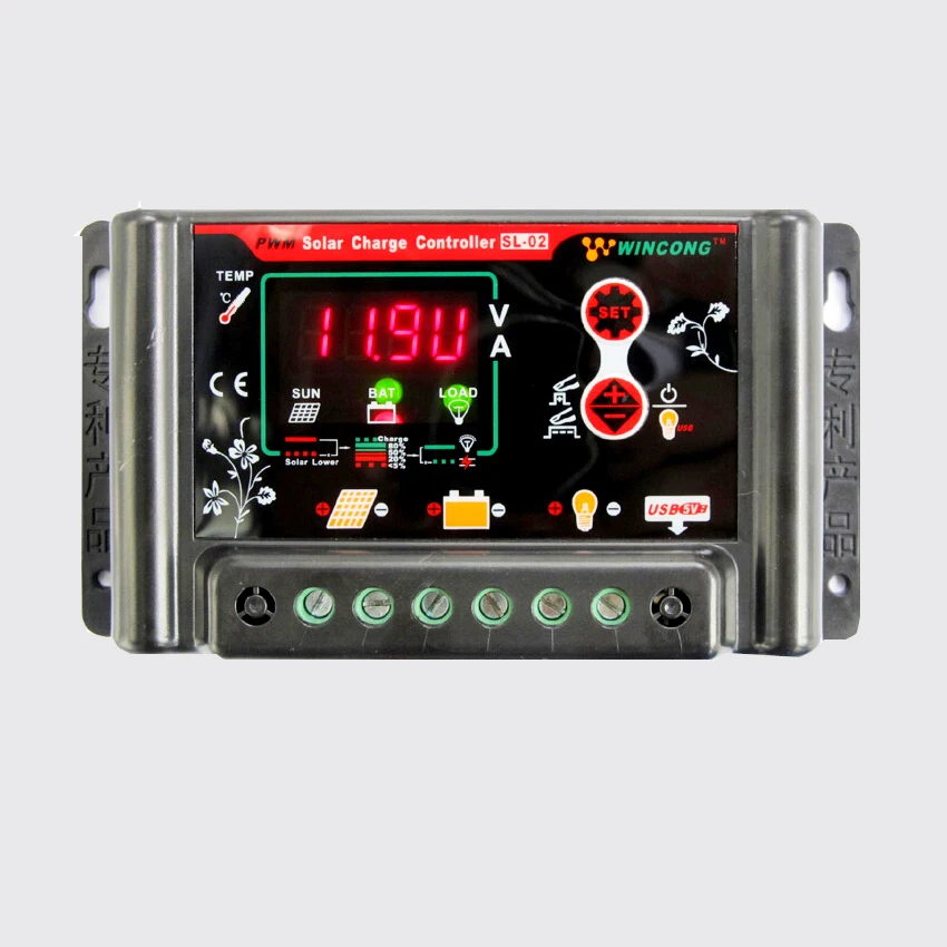 

1pc x 10A 12V 24V Auto intelligence PV home system Charge Controller Regulator SL02B 10amps Wincong regulator