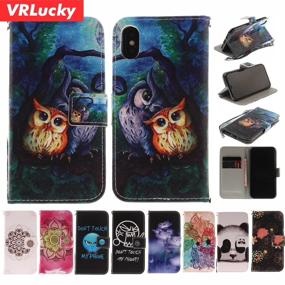 

VRLucky Flip Phone Case Owl Panda Flowers Pattern For Samsung S9 S8 Plus S7 S6 Edge J3 J5 J7 A3 A5 A6 A8 2016 2017 2018 Note 8