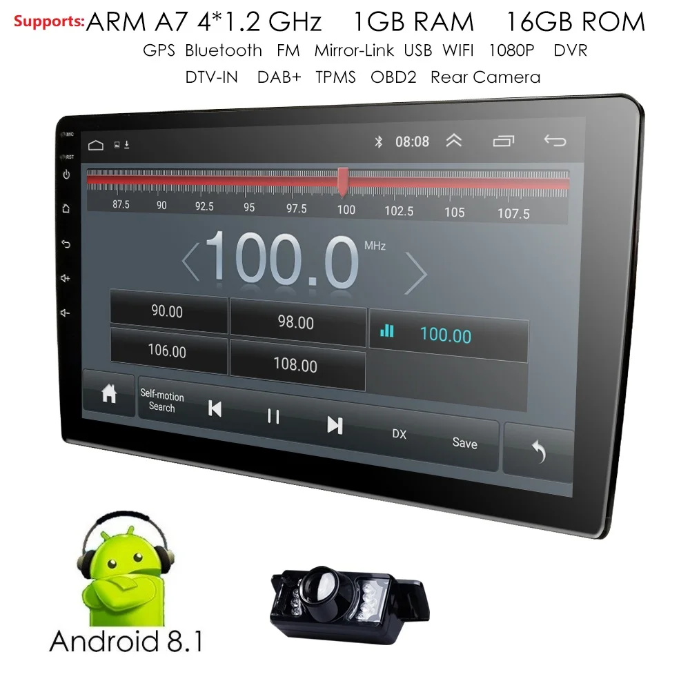 

QUAD core 9 Inch 2 Din Android 8.1 Car Universal radio Player GPS Navigation Bluetooth 4G wifi USB Mirror link DVR Free camera