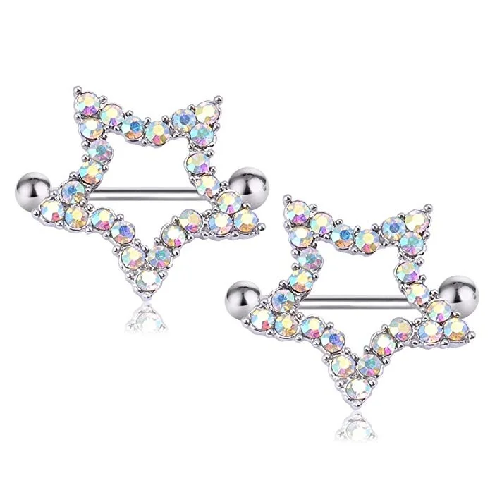 

1Pair Hot Sale Stainless Steel Fashion Nipple Rings Jewelry Trendy Dream Star Nipple Barbell Piercing Ring Body Piercing Jewelry