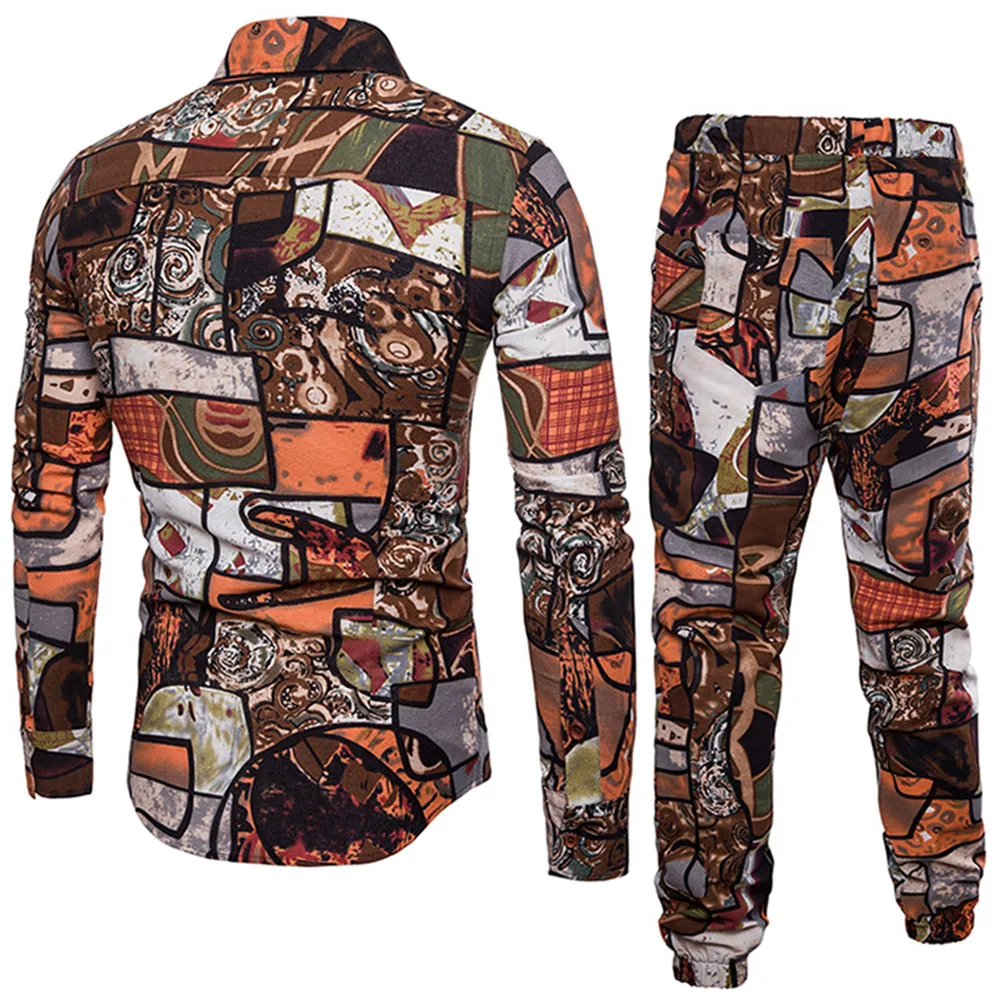 2019 Novelty Patchwork Male Festival Suit Europe Man 5XL Big Size Loose Long Pants Boys Autumn Sea Casual Set Holiday Suits New