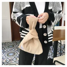 Японский стиль простой вельветовый узел на запястье сумка Портмоне Мобильный телефон ключ маленькая сумка зимняя однотонная сумка