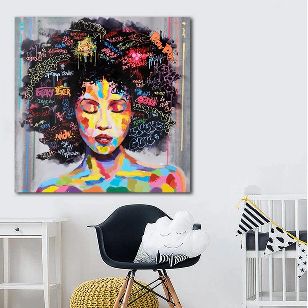 Portrait Wall Art Abstract Nude American African Canvas Painting Living ...