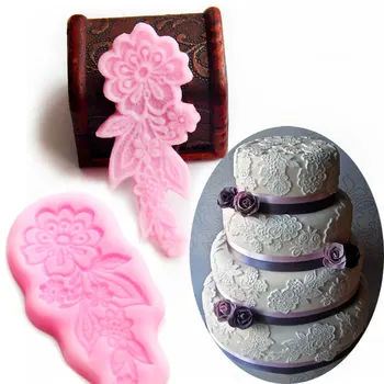 

2pcs/set Floral sugar lace mat silicone mould flower sugar craft mold decoration for wedding cake DIY tools