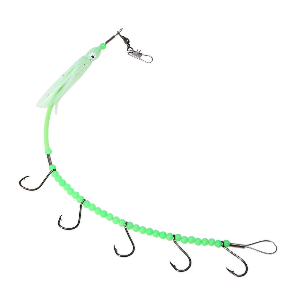 

Fishing Hook Squid Octopus Skirt Jigs Assist Hook Squid Jig Hook with Luminous Beads Barrel Swivels for pesca