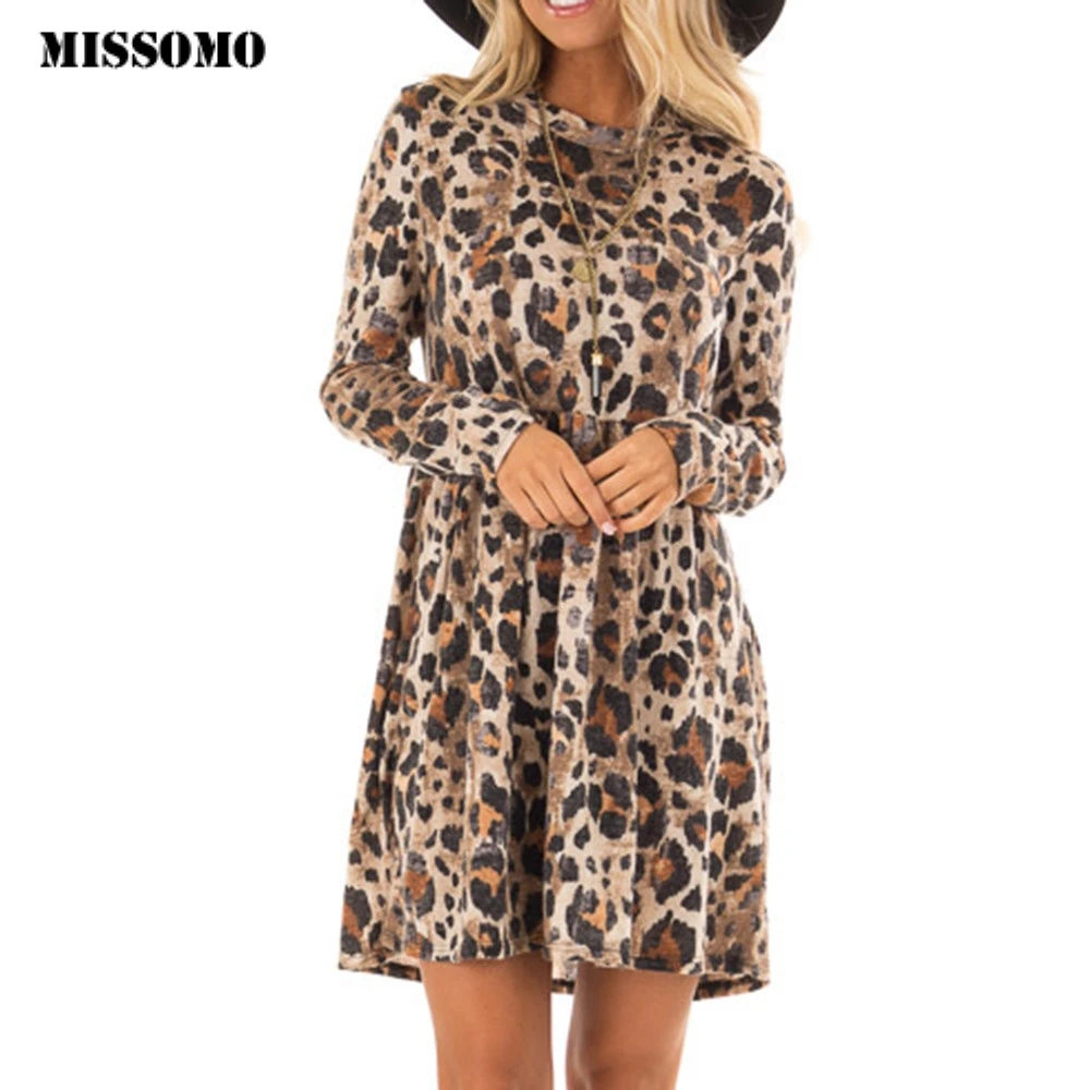 

MISSOMO Womens Leopard dress Ladies Sexy Wrap beach dress a line dress vestidos verano Slim 2019