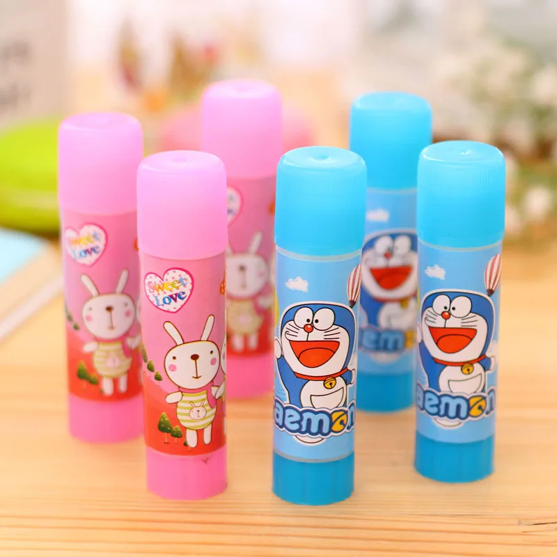 12Pcs Cute Mini Glue Stick Cartoon Recycle Non Toxic Strong Adhesion