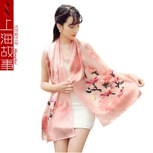 

luxury brand 100% pure silk scarves women floral printed satin scarf hijab long size bandana female spring summer wrap shawls