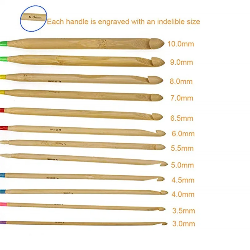 12 Размер, 3,0-10,0 мм, Tunisian Afghan спицы для вязания крючком с пластиковым кабелем, карбонизированные Бамбуковые Спицы для вязания ковров