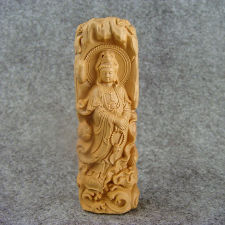 

Natural solid wood carving Buddha statue Guanyin carving crafts lucky