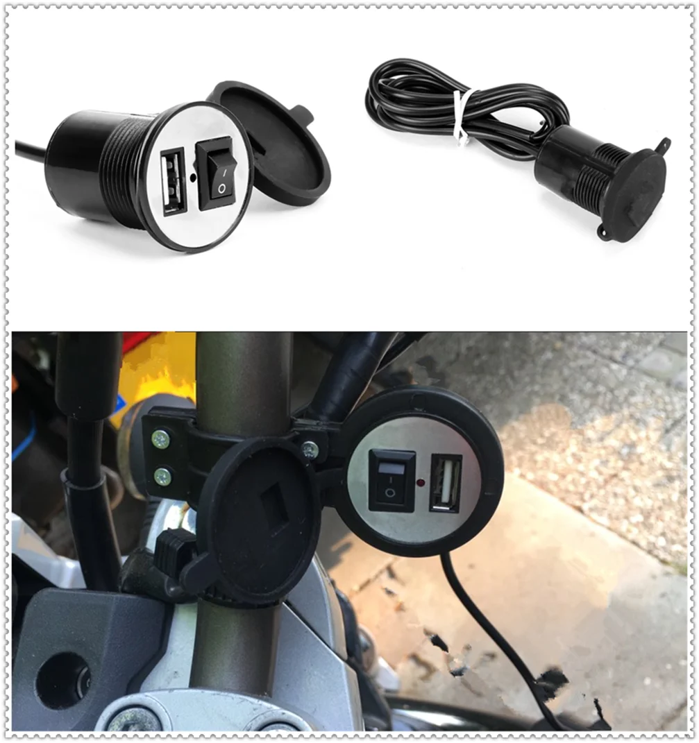 Universal motorcycle USB mobile phone charger switch waterproof for Kawasaki NINJA 650R ER6F ER6N VERSYS W800 SE Z750S
