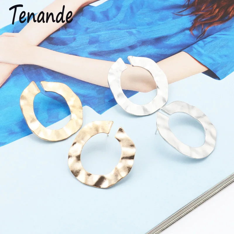 

Tenande Punk Simple Style Geometric Patterns Circles Stud Earrings for Women 2 Colors Hot Sale Birthday Party Jewelry Brincos