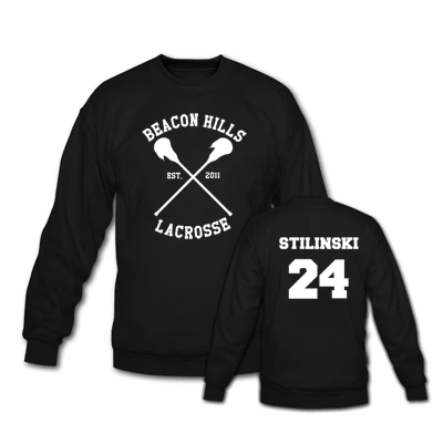 Маяк хиллз лакросс мужчин / женщин футболка волк стайлз Stilinski подросток 24 черный пары Sweatshrts пуловер Большой размер S-3XL - Цвет: MEN sweatshirt
