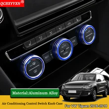 QCBXYYXH Styling Auto Aria Condizionata Manopola Interruttore di Controllo del Caso Anello di Paillettes Accessori per Auto Misura Per Volkswagen Tiguan 2017 2018