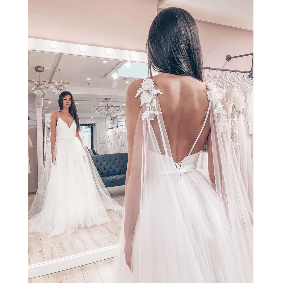 Wedding-Dress-2019-Sexy-Spaghetti-Straps-Tulle-Vestido-De-Novia-Sleeveless-V-neck-Backless-Bride-Dresses (1)
