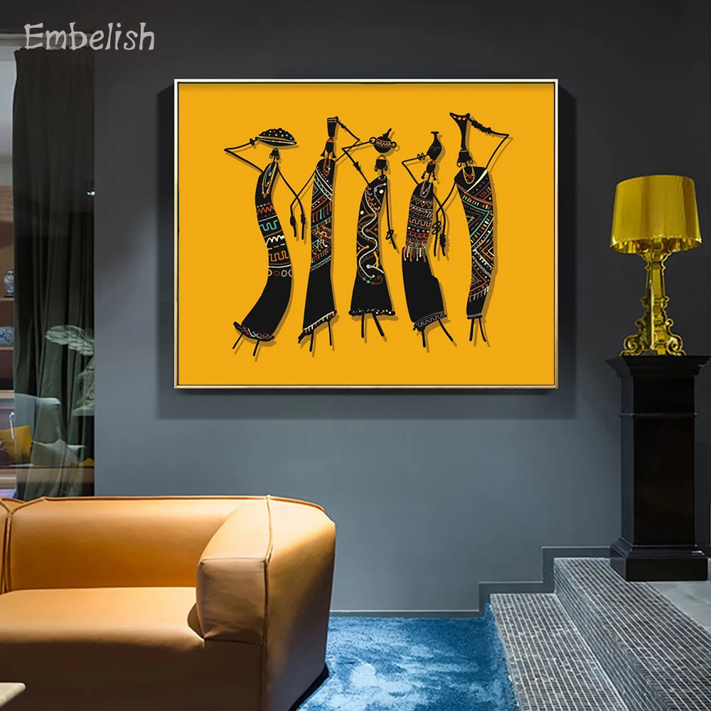 

Embelish 1 Pieces Abstract African Women With Jugs Large Wall Posters For Living Room Modern Home Decor Canvas Painting Pictures