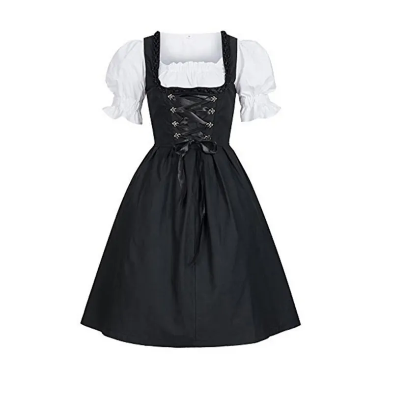 Новое праздничное платье, платье из 3 предметов, фартук-блузка, черные платья Лолиты с передним ремнем и бантом на спине, размер 34-46