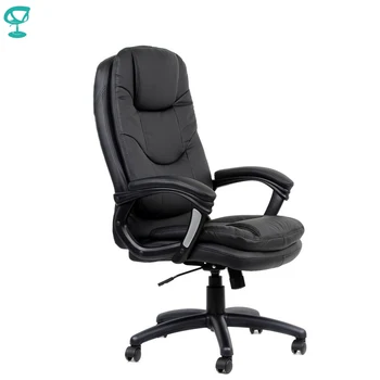 

95163 Black Office Chair Barneo K-145 eco-leather high back chrome armrests with leather straps free shipping in Russia