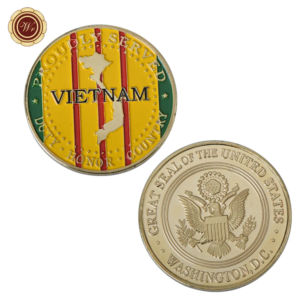 

WR Vietnam Gold Coins Home Decor Metal Commemorative Gold Plated Coin US Challenge Coin for Collection