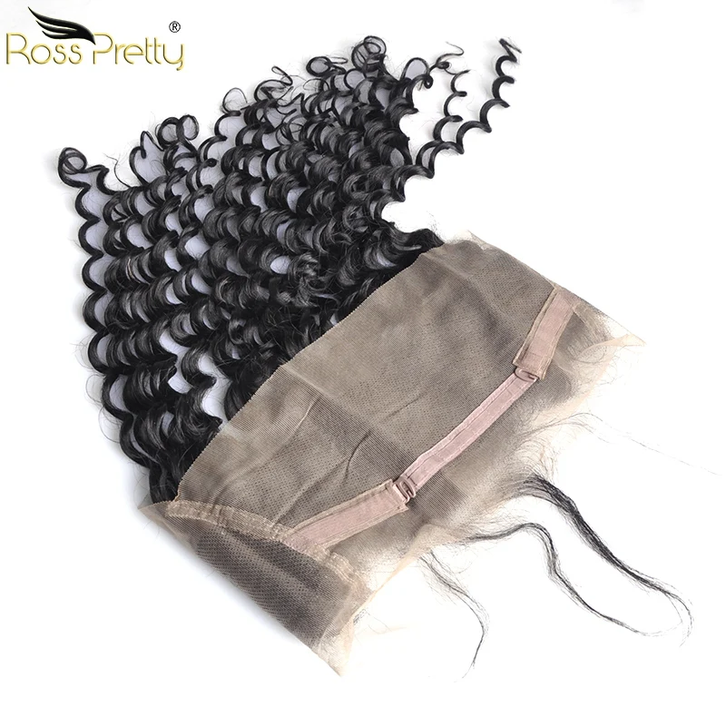 Ross Pretty Brazilian Remy Hair Deep Wave 360 frontal Pre Plucked with Baby Hair Style Natural Black Human Hair lace front 360