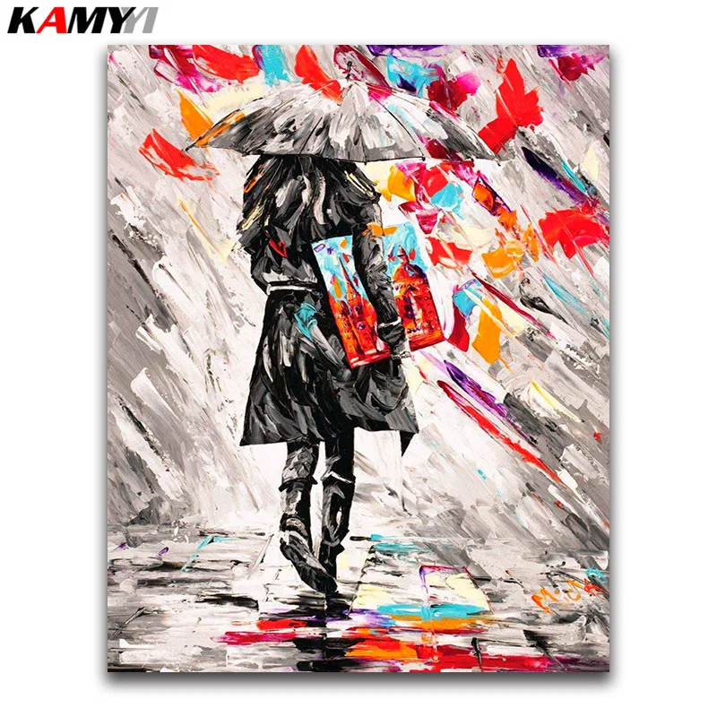 

Full round Diamond painting Cross stitch color umbrella&people full square Diamond mosaic woman DIY Diamond embroidery scenery