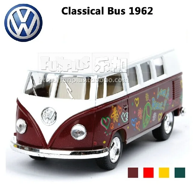 

High Simulation Exquisite Model Toys: KiNSMART Car Styling Volkswagen Van Retro Print Little Bus Alloy Bus Model Excellent Gifts