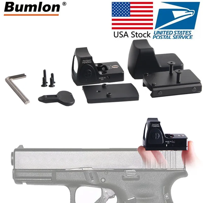 Kaufen UNS Lager Mini RMR Red Dot Anblick Kollimator Glock Reflexvisier Umfang fit 20mm Weber Schiene Airsoft Jagd Gewehr optische Anblick