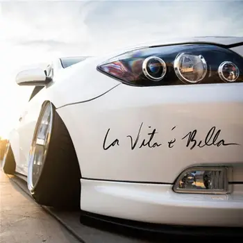

40*8CM Car Accessories Side Door English Beautiful Life La Vita e Bella Car Sticker Reflective Car Styling