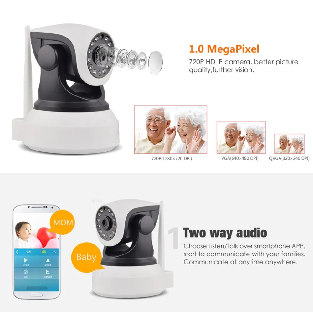 

Home Security IP Camera Draadloze Smart WiFi Camera WIFI Audio Record Surveillance Babyfoon HD Mini CCTV Camera