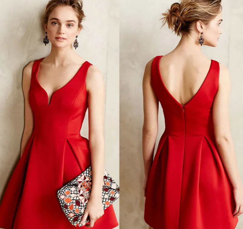 

Women Red Vintage Dress Sexy Deep V Neck Vestidos Negro Black Dresses Elegant 2017 Party Dress Ladis 1950s Retro Wear