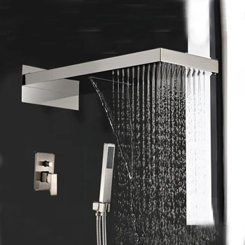 

Quyanre 3 Way Concealed Shower Faucet Set Rainfall Waterfall Shower Head Single Handle Mixer Tap Bathroom Waterfall Shower