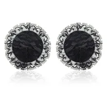 1 пара женских сексуальных Стикини круглой формы кружева груди пасти многоразовый самоклеющийся кремния Pasties на бюстгальтере(черный