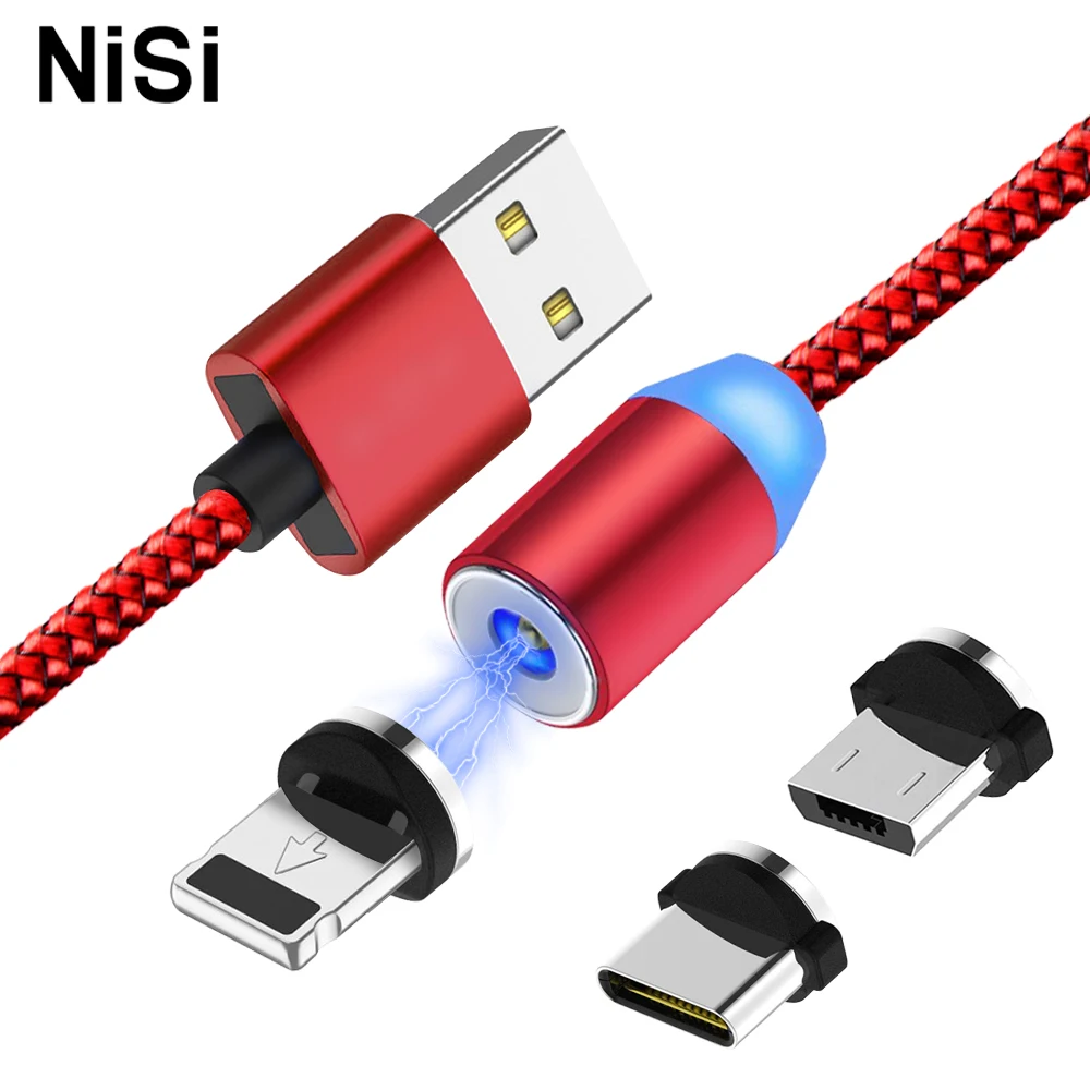 Магнитный Micro USB кабель NiSi для iPhone XR samsung S9 Xiaomi huawei mate 20 TypeC/8PIN IOS штекер провод для быстрой зарядки Кабели 1 м