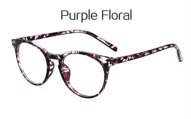 Модные очки прозрачная оправа для женщин Компьютерная оптика очки UV400 линзы Анти-усталость и анти-излучения ретро очки - Цвет оправы: purple floral