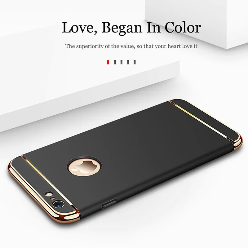 Funda dura dorada de lujo para iPhone 7 6 6 s 5 5S SE X cubierta trasera Xs Max XR extraíble funda 3 en 1 para iPhone 8, 7, 6, 6 s Plus