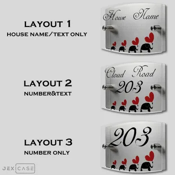 

Love Elephant House Number Door Sign Plaque Personalized Modern outdoor Street Acrylic Transparent Glass TOP