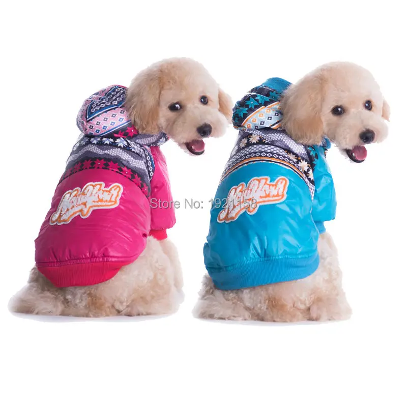 2016 Winter Warm Pet dog cotton clothes Lovely colorful pattern dog coat clothes two legs free shipping