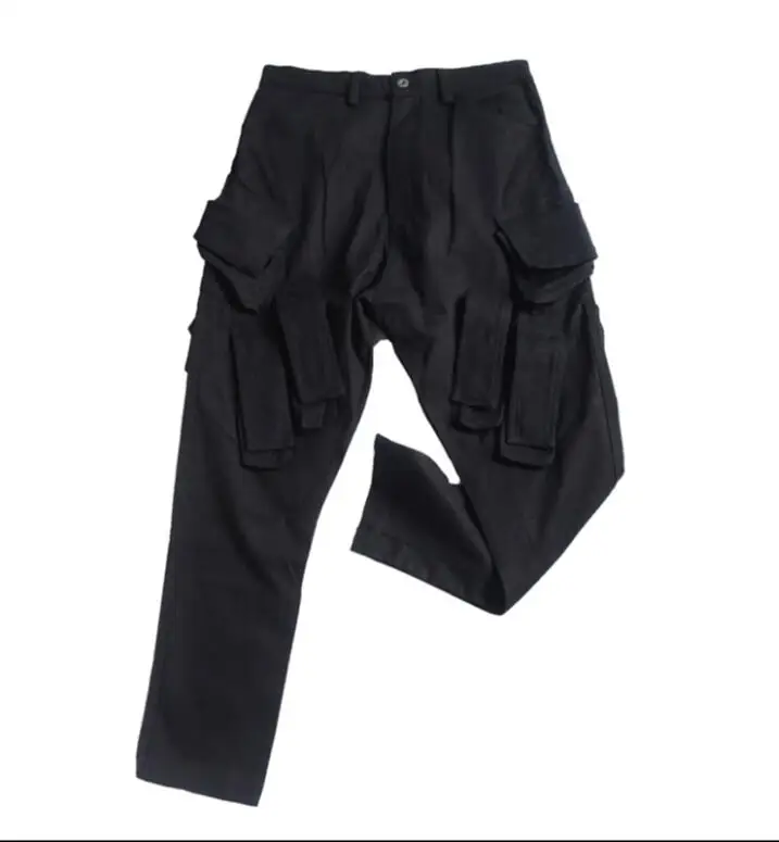 27-44 мужская одежда GD Hair Stylist модная уличная драпировка оригинальные повседневные брюки комбинезоны размера плюс костюмы - Цвет: Черный