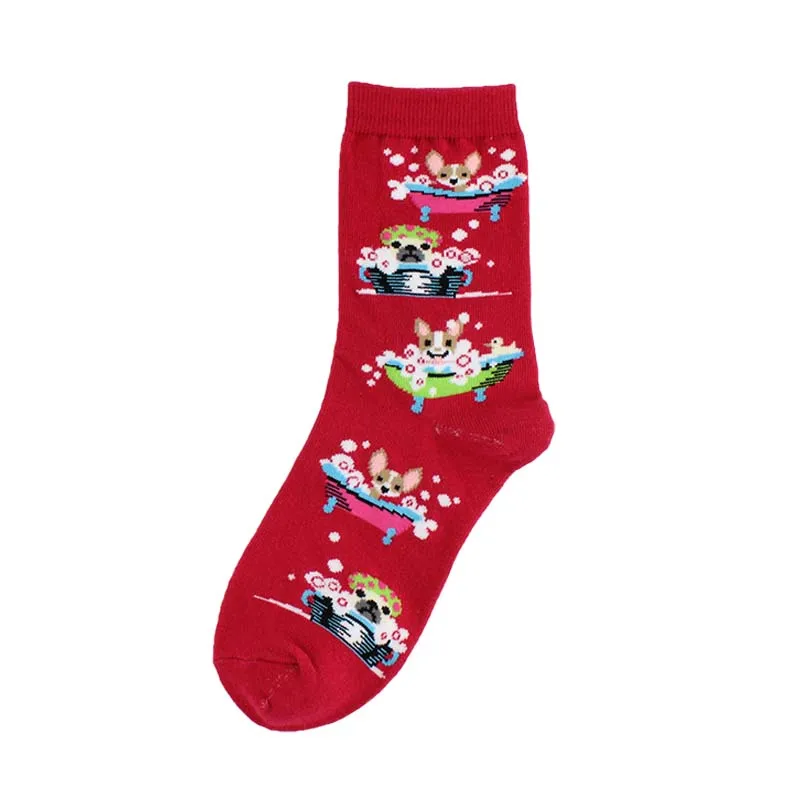 [WPLOIKJD] женские носки в Корейском стиле в стиле Харадзюку модные милые носки с изображением животных, собак, пончиков, молочного кофе женские креативные носки Calcetines Skarpetki - Цвет: 5