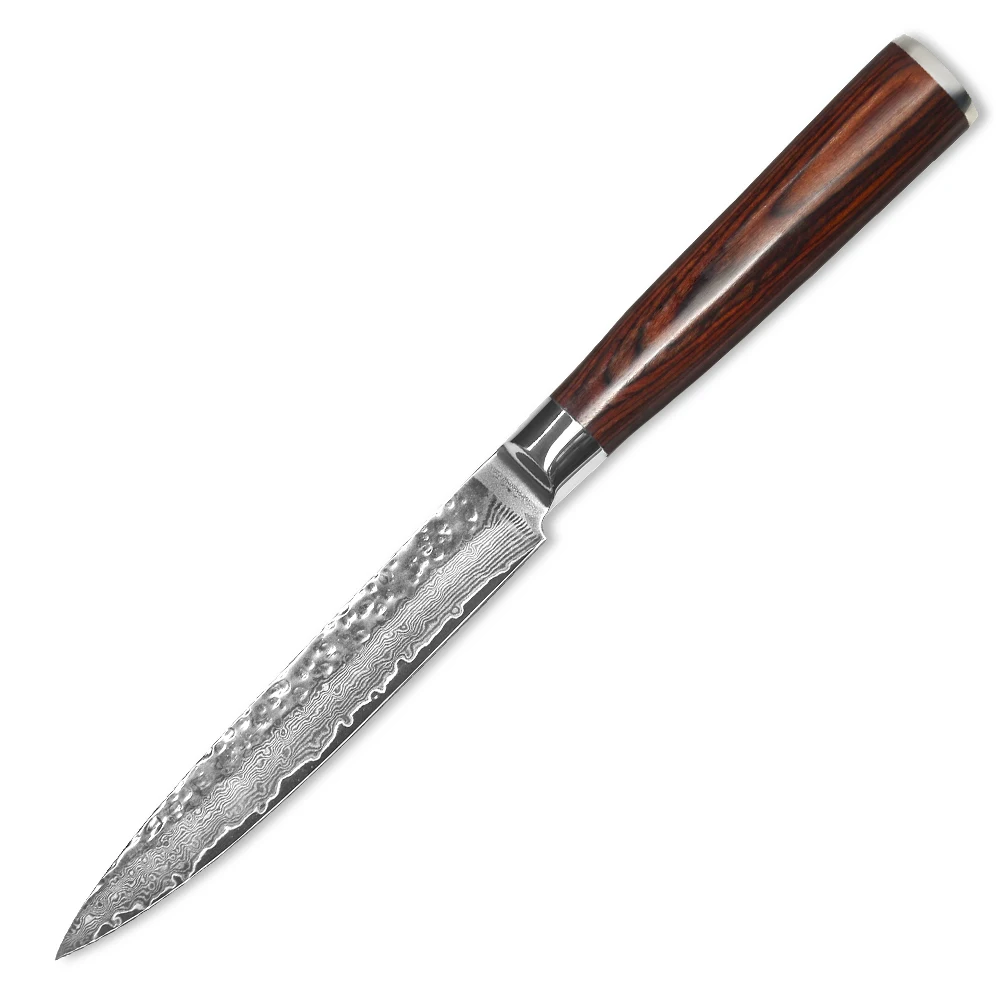Online Qing marca Sharp 5 pulgadas cuchillo de calidad superior VG10 de acero de Damasco cuchillo de cocina vegetal de la fruta de herramientas de cocina cuchillo