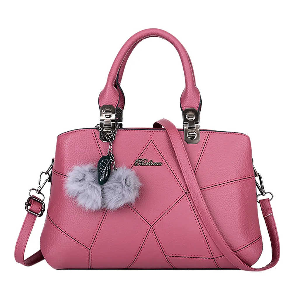 

bolsa feminina Bags For Women 2019 Women's Bag Handbag Women Hair Ball Splicing Package Crack Wild Messenger Shoulder Bag