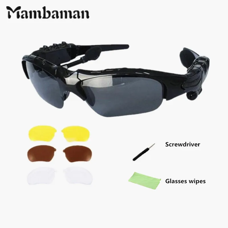 Image Three sets of bluetooth glasses lens Wireless Bluetooth 4.0 Headset Telephone Polarized Driving Sunglasses mp3 Eyes Glasses