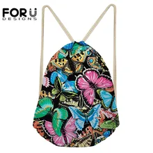 FORUDESIGNS/красочные 3D бабочка мешок с кулиской с принтом Для женщин школьные рюкзаки из мягкой для детей-подростков модная одежда для девочек Повседневное рюкзак