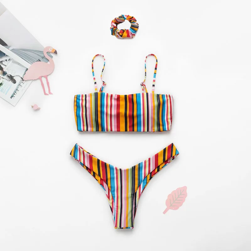 Сексуальные полосатые бикини 2019 mujer купальные Бразильские Купальники для женщин