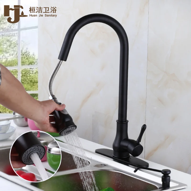 Solid Brass Brushed Nickel Kitchen Faucet Cold And Hot Sink Washbasin Pull Out Torneira Cozinha Mixer Water Tap ZT28