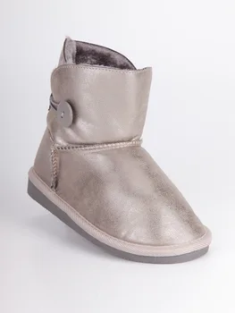 

Ankle Boots with fur and button-Silver