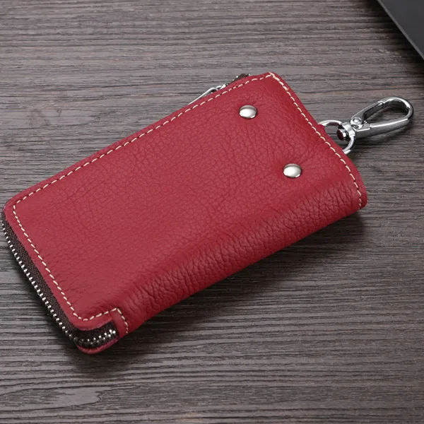 BYCOBECY модный мужской чехол для кредитных карт, ключница на молнии, сумка для ключей из натуральной кожи, органайзер для ключей, автомобильный кошелек для ключей чехол - Цвет: Red K48
