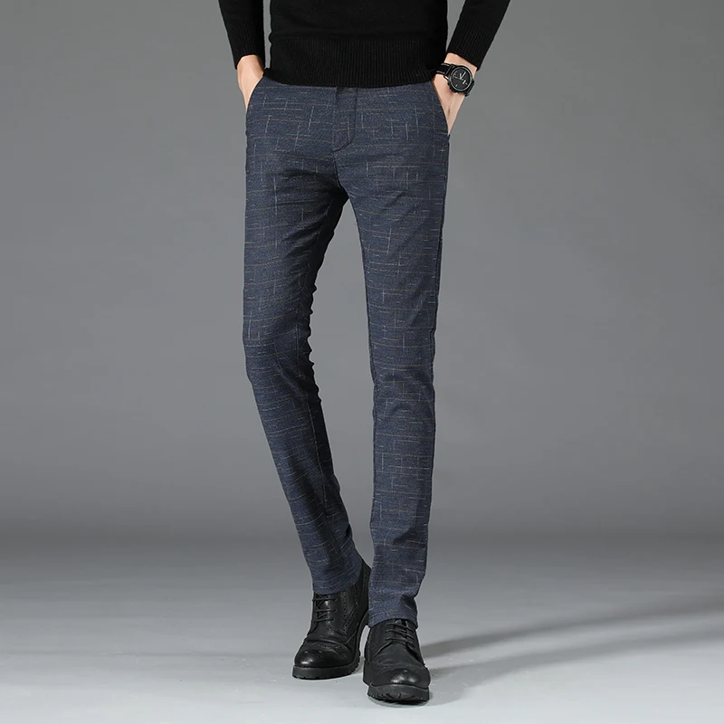 

2019 Autumn New Mens Casual Pants Fashion Design Business Everyday Korean Slim Fit Stretch Trousers Male Clothes Black Blue Gray