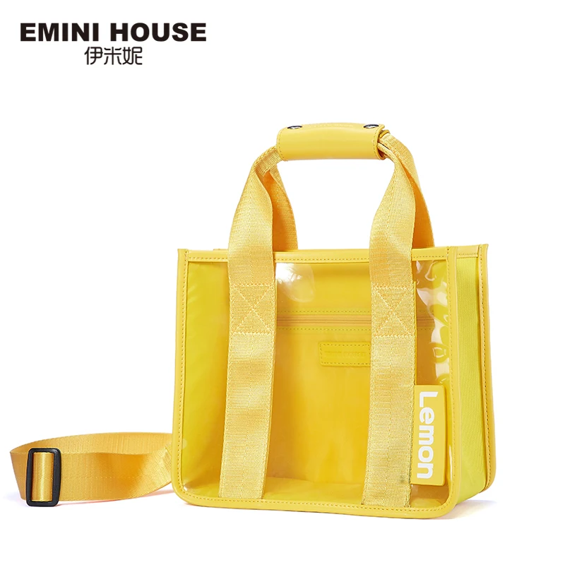 Прозрачная Сумка тоут EMINI HOUSE из ПВХ саквояж на плечо с фруктовыми буквами